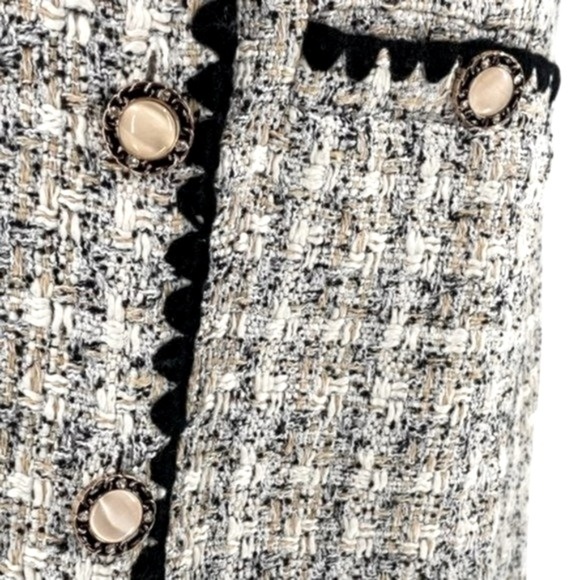 Pomander Place NEW White Tweed Retro Josephine Mini Dress in White Black Size M - Picture 8 of 14